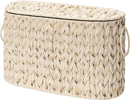 GRANNY SAYS Toilet Paper Storage Basket with Lid, Freestanding Toilet Paper Holder, Bathroom Organizers and Storage, Wicker Basket for Bathroom Storage, Butter Milk