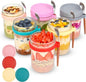 Xileanalee 6 Pack Overnight Oats Containers with Lids and Spoons-18 Oz Overnight Oats Jars Mason Jars for Chia Pudding Cereal Fruit Vegetable Milk Salad Yogurt Meal Prep