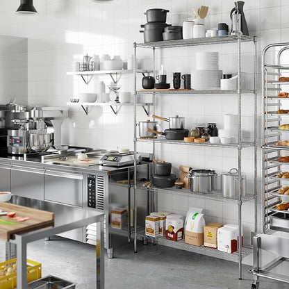 14" Deep x 48" Wide x 86" Height Wire Shelving Kit | 5-Tier | NSF Commercial Storage Rack Unit