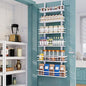Eastherry Over The Door Pantry Organizer，6-Tier Over The Door Organizer with Adjustable Basket，Metal Hanging Pantry Organizers and Storage for Kitchen, Back of Door Seasoning Rack (White)