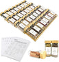 Spice Drawer Organizer with 35 Bamboo-lidded Spice Jars,216 Labels,25 Non-slip Rubber, Bamboo 4 Tier Seasoning Rack Tray Insert for Kitchen Drawers,Cabinets,Countertop,14.6" Wide x 15.8" Deep