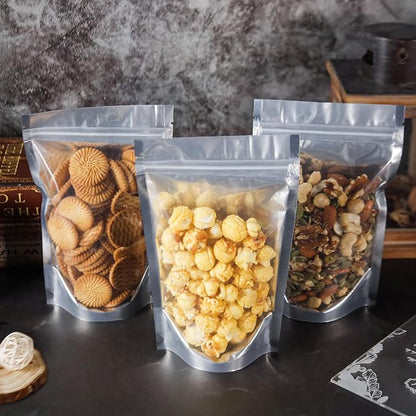 100 Pack 5x8 Mylar Bags for Food Storage and Resealable Stand Up for Small Business Packaging Supplies Great for Party Favor Food Storage
