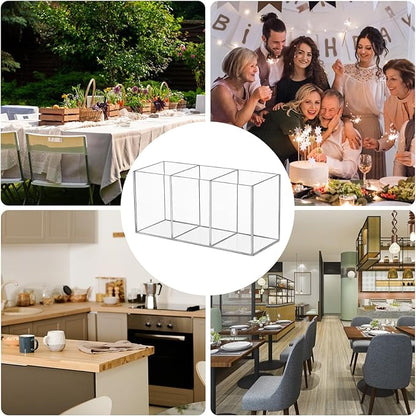 Hxezoc Clear Acrylic Cutlery Storage Organizer, Plastic Transparent Silverware Caddy 3 Section Tableware Holder for Kitchen Indoor Outdoor Decoration Supplies