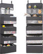 Jay-Chi Over Door Hanging Organizer Storage - 7 Large Pockets Closet Bathroom Baby Nursery Organizer Perspective Window Wall Mount Rack for Clothes Toys Sundries(Grey)