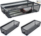 4PCS Drawer Organizer for Kitchen,Utensil Mesh Drawer Organizer with Interlocking Arm for Cosmetic,Flatware,Pen (9 * 3 * 2 Inches,Black)