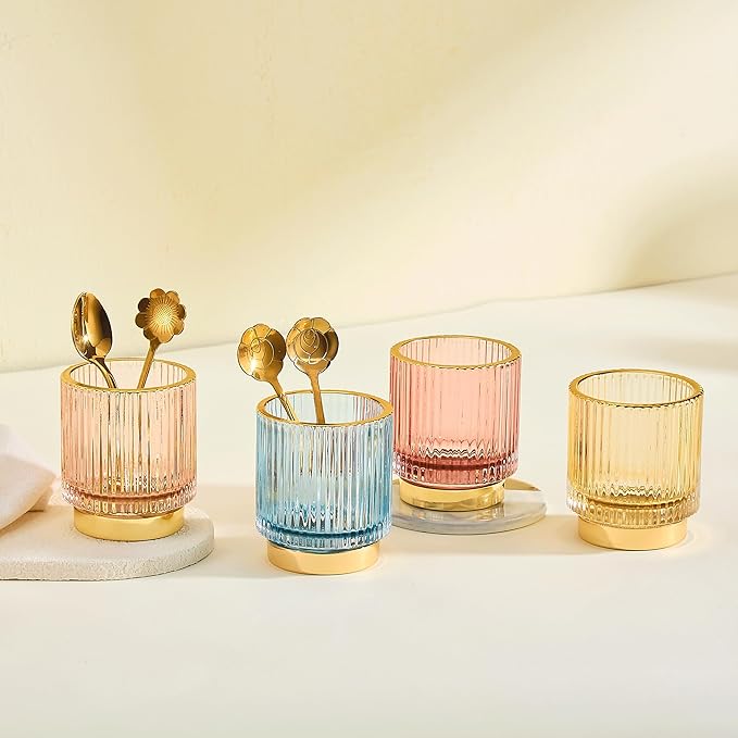 Makeup Brush Holder Organizer,Toothbrush Holders,Desk Pen Pencil Holder,Multifunctional Vintage Glass Brush Cup(A3-33-US)
