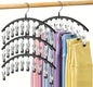 Legging Organizer for Closet, Metal Yoga Pants Hangers 4 Pack w/10 Clips Holds 40 Leggings, Space Saving Hanging Closet Organizer w/Rubber Coated Closet Organizers and Storage, Black