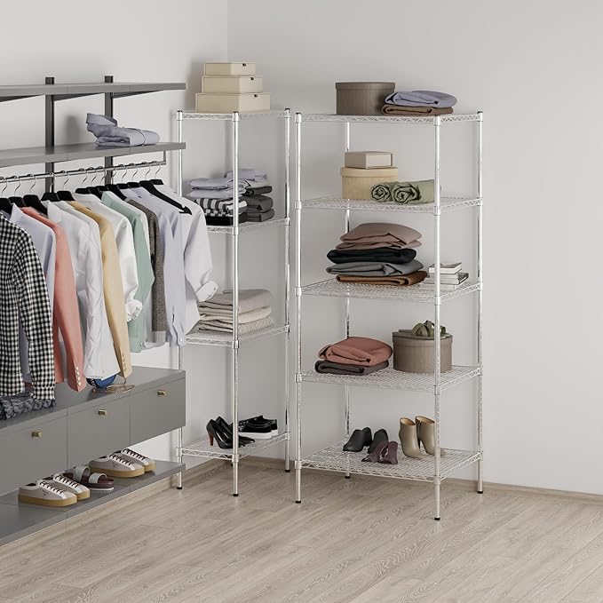 24" Deep x 30" Wide x 74" Height Wire Shelving Kit | 5-Tier | NSF Commercial Storage Rack Unit