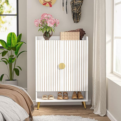 LITTLE TREE Shoe Cabinet with Doors & Adjustable Shelves, 7-Tier Modern Free Standing Shoe Racks Storage Organizer for Entryway, Living Room, Bedroom, Apartments