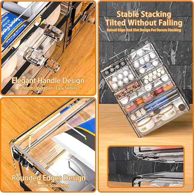 Small Make up Organizers and Storage with 4 Drawers,Clear Skincare Organizers,Cosmetic Storage for Dresser Top Organizer,Bathroom,Vanity,Countertop Makeup Organizers for Skin Care and Beauty Organizer