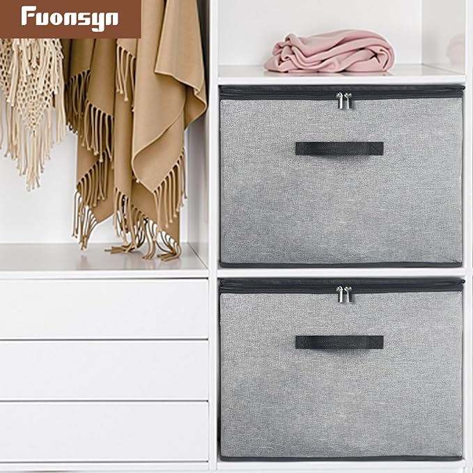 2 Pack Shoe Organizer, Shoe Storage Box with Clear Cover, Adjustable Dividers Fits 16-32 Pairs Shoe Boxes, Organizador de Zapatos, Grey