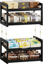 BAMBANG Can Organizer for Pantry, Detachable Bamboo 4 Tier Stackable Can Storage Rack, Rolling Soda Can Dispenser Can Holders for Cabinet, Holds Up to 48 Cans, Black