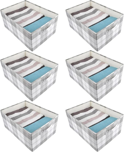 ANMINY 6 Pack Extra Large Closet Storage Baskets for Shelves, 20 x 14 Inch Collapsible Fabric Storage Bins Washable Cloth Closet Organizing Bins Decorative Storage Baskets with Handles, Light Gray