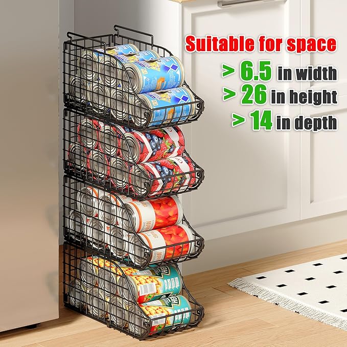 Sonyabecca 6-Pack Can Storage Organizer Pantry, Stackable Kitchen Canned Food Holder With Handles, Can Organizer For Pantry Countertop Cabinet, Beverage Drink Pop Soda Can Dispenser Patent Pending