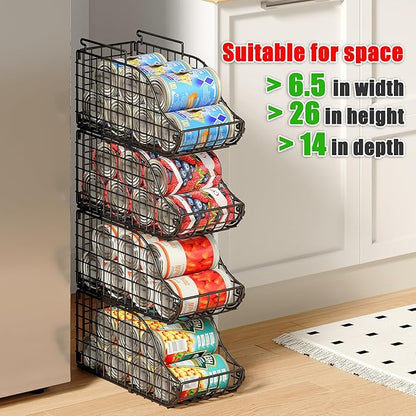 Sonyabecca 6-Pack Can Storage Organizer Pantry, Stackable Kitchen Canned Food Holder With Handles, Can Organizer For Pantry Countertop Cabinet, Beverage Drink Pop Soda Can Dispenser Patent Pending