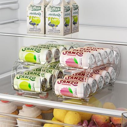 Drink Organizer for Fridge, Soda Can Organizer Dispenser for Refrigerator with Automatic Rolling,Organize Standard Size 11.15oz or 12oz Cans Drink,Save Space for Fridge、Kitchen、countertop