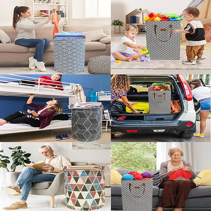 Waterproof Laundry Hamper Collapsible Laundry Basket Leather Handle Laundry Bag Large Clothes Storage Toy Organization for Bathroom Bedroom Laundryroom College Dorms (951-Satisfied laundry hampers)