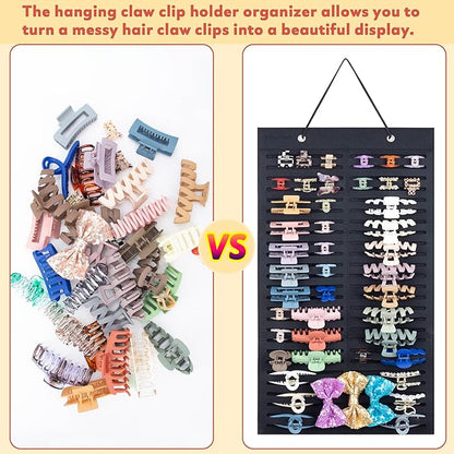 Women Hanging Hair Clip Organizer Display Hair Bows Stand Hanger Claw Clip Storage (Black)