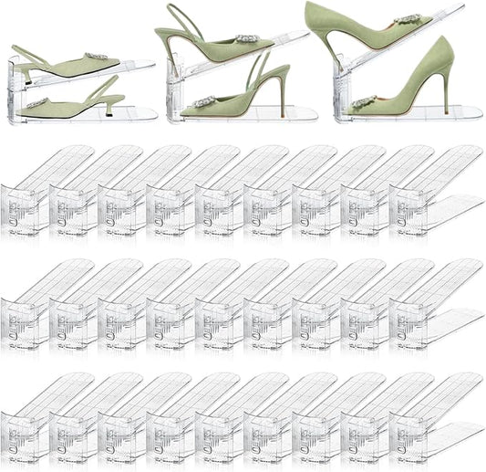 30 Pack Shoe Slots Organizer for Closet, Adjustable Shoe Stackers for a Pair of Shoes Shoe Rack Storage Shoe Space Saver 50% Shoe Shelf Display Holder for Closet