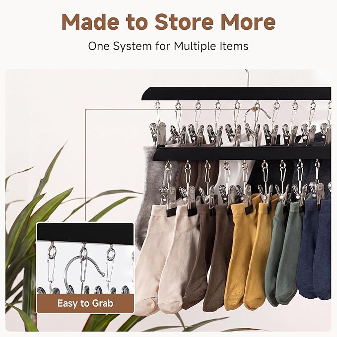 StorageWorks 4 Pack Hat Rack, Closet Organizer and Storage for Baseball Caps,Hat Hanger with 10 Adjustable Stainless Steel Clips, Fits All Caps, Black