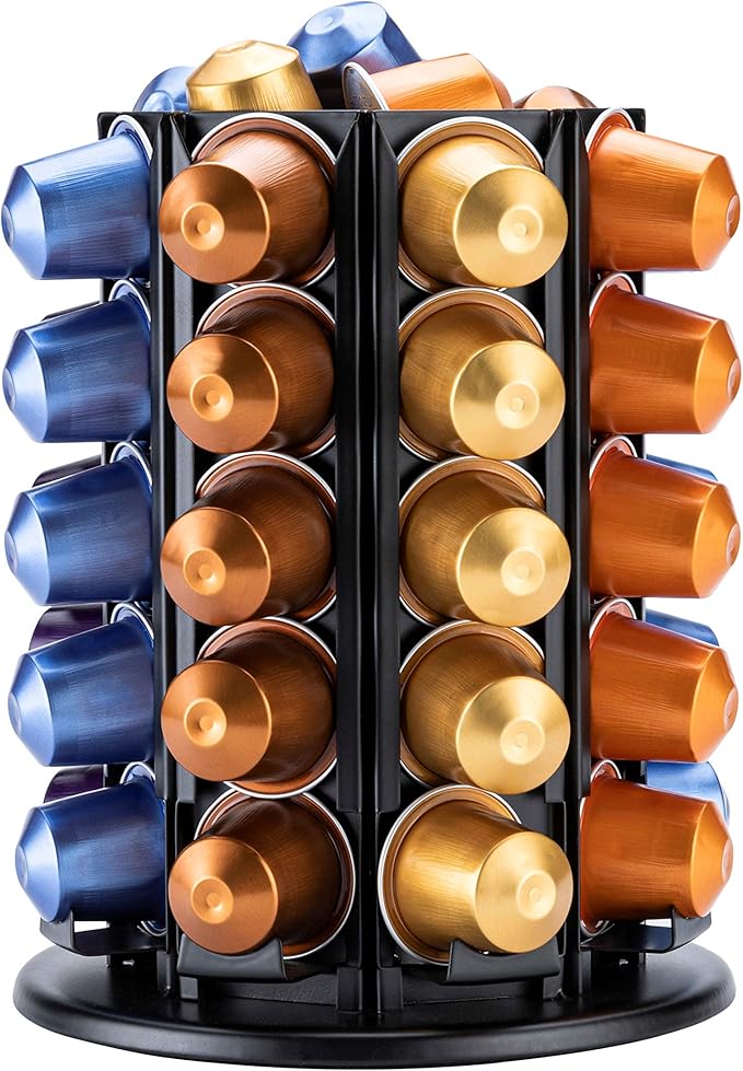 Pod Holder for Nespresso Original for 40 Nespresso Original Pods With Central Additional Pods Storage(Carousel-50+ Pods)