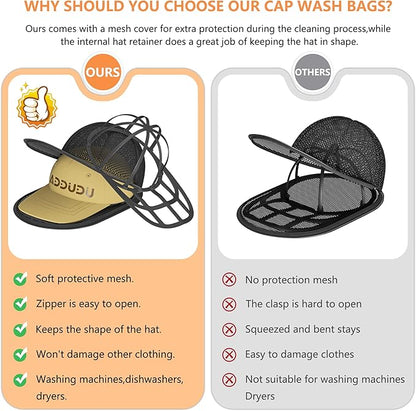 Hat Washer Cage, Snap-Lock Design, Foldable & Portable for Washing Machine Dryer Dishwasher