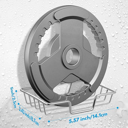 Rainspire Soap Dish Holder, No Drilling, 304 Rustproof Stainless Steel, Wall Mounted Soap Holder Soap Tray Bar Soap Sponge Holder for Bathroom & Kitchen, Square (Silver)