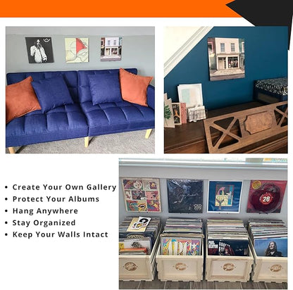 Now Spinning Vinyl Record Wall Mount Display/Shelf | Hang Albums Without Wall-Damage | Perfect for Office, Home, Dorms, and Apartments (Now Spinning + 2 Mounts, White)