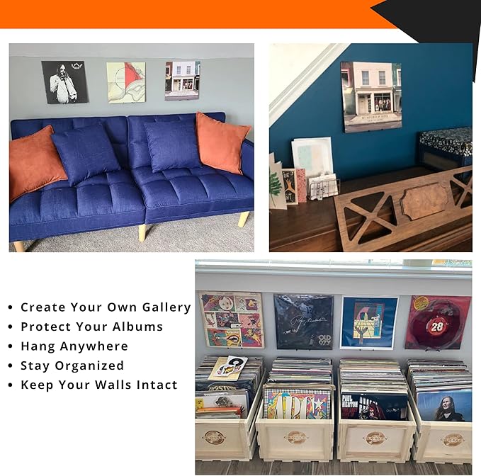 Wall Mount for Vinyl Record Display [5-PACK]- Display Your Album Collection- Wall Damage-Free Shelf- Perfect for Office, Home, Dorms, Apartments- LP Holder (White, 5)