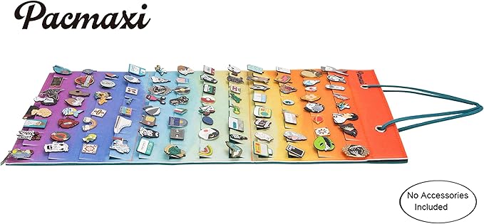PACMAXI Hanging Brooch Pin Organizer, Display Pins Storage Case, Brooch Collection Storage Holder, Holds Up to 96 Pins.(Not Include Any Accessories) (S-96 Slots, Colorful, Small)