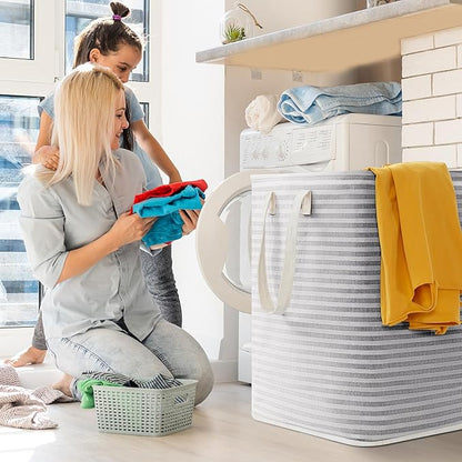 Lifewit 3 Pack Laundry Basket 90L Each, Collapsible Clothes Hamper with Reinforced Handles, Freestanding Waterproof Design for Bedroom and Laundry Room, Grey 270L Total