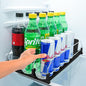 Drink Fridge Organizer, Upgraded Design of Soda Organizer for Refrigerator with Larger Stopper Height. Width Adjustable Automatic Drink Dispenser with Lock Hold 15 Cans (3 Rows, Black)