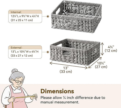 GRANNY SAYS Wicker Basket for Organizing, Wicker Storage Baskets for Shelves, Woven Baskets for Pantry Storage, Rectangle Basket, Gray, 1Pack