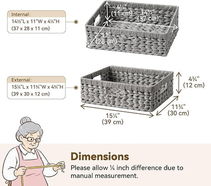 GRANNY SAYS Wicker Storage Baskets for Shelves, Wicker Basket for Organizing, Rectangle Basket, Woven Baskets for Pantry Storage, Gray, 1-Pack