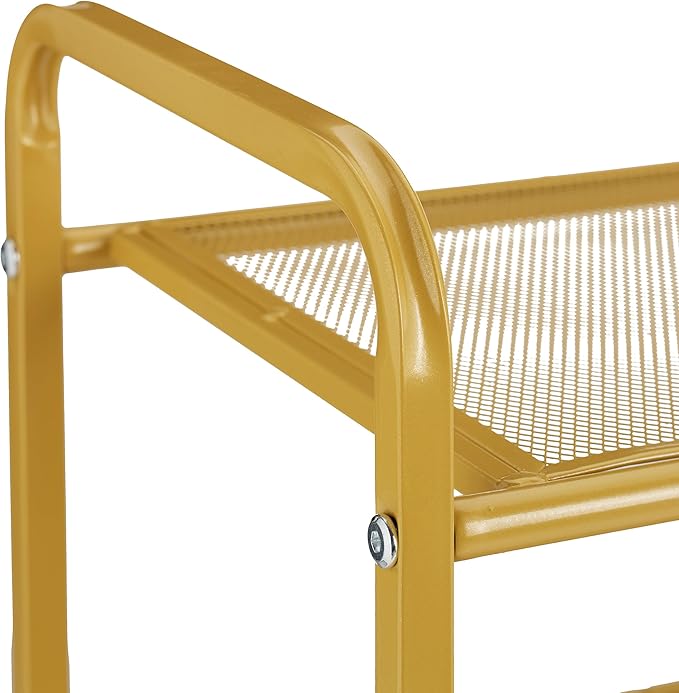 Relaxdays Rack, Organiser with 3 Levels, 6 Pairs of Shoes, HWD: 48 x 60 x 25 cm, Metal, Hallway Storage, Gold, Steel