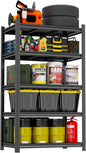 Heavy Duty Metal Garage Shelving Unit, 5 - Tier Adjustable Storage Shelves, 3000LBS for Garage & Basement, Kitchen and Pantry Industrial Steel Rack, Ideal for Tool Organization & Storage, Black,71"H