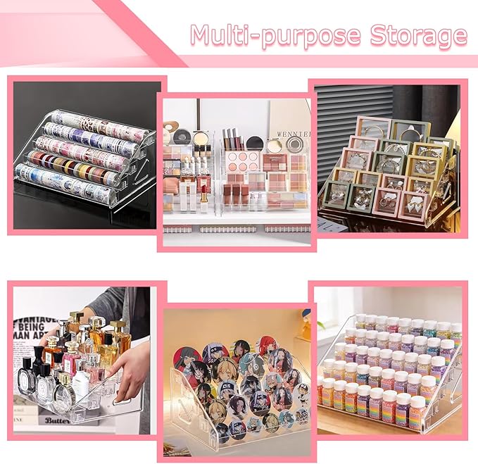 5-Tier Display Stand Rack, 2 Pack Nail Polish Organizer, Greeting Card Display Stand, Trading Card Holder for Sunglasses and Small Items