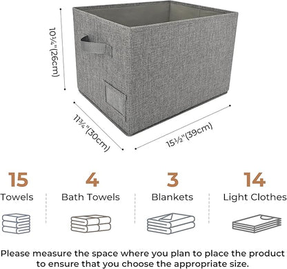 GRANNY SAYS Closet Organizers and Storage, Fabric Storage bins with Label Holder, Shelf Baskets for Organizing Bedroom, Decorative Storage Containers for Wardrobe, Dark Gray, Large, 3-Pack