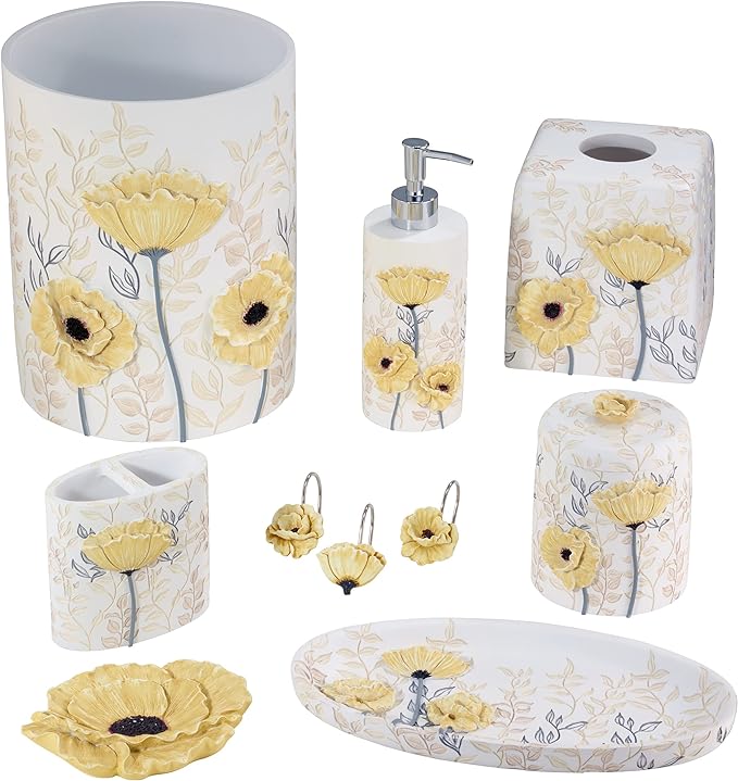 Avanti Linens - Vanity Tray, 100% Hand-Painted Resin Bathroom Accessories, Floral Home Decor (Marielle)
