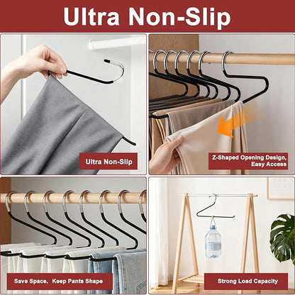 Stainless Steel Pants Hangers, SINYWAY 20 Pack 13.78in Non Slip Open Ended Metal Pants and Jeans Hanger for Men Women Space Saving Hangers for Pants for Closet Organizer for Jeans Trouser Slacks