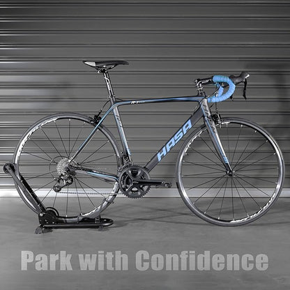 BikeHand Foldable Bike Stand Floor Rack | Sturdy & Durable Quick-Fold Design for MTB & Road Bicycle Storage - up to 2.4" Tire Width | Portable Bike Rack Garage Foldable Storage Stand | Updated Design