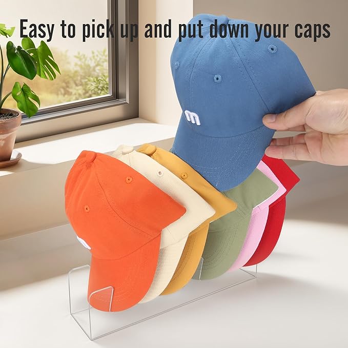 Hat Stand for Baseball Caps Display and Organizer, 2Pack Acrylic Hat Organizer for Closet, Hat Racks Storage for Bedroom, Dresser (Square), clear