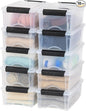 IRIS USA 6 Qt Stackable Plastic Storage Bins with Lids, 10 Pack - BPA-Free, Made in USA - See-Through Organizing Solution, Latches, Durable Nestable Containers, Secure Pull Handle - Clear