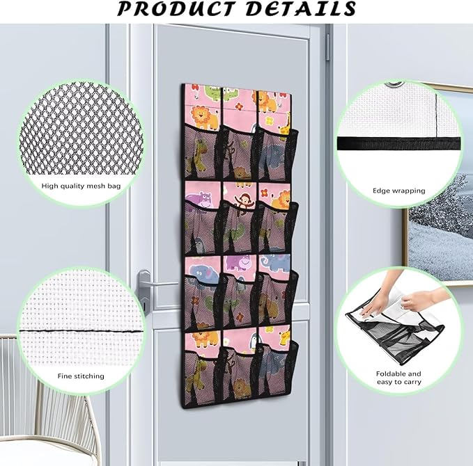 Generic Cute Animals Over The Door Shoe Organizer Hook Design Shoes Rack Storage Organizer Over The Door Can Be Easily Folded Into A Flat Shape for Easy Storage and Carrying