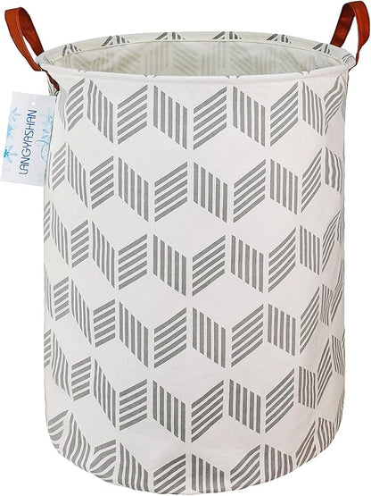 Laundry Basket Canvas Fabric Collapsible Organizer Basket for Storage Bin Toy Bins Gift Baskets Bedroom Clothes Children Nursery Hamper (Gery wave)