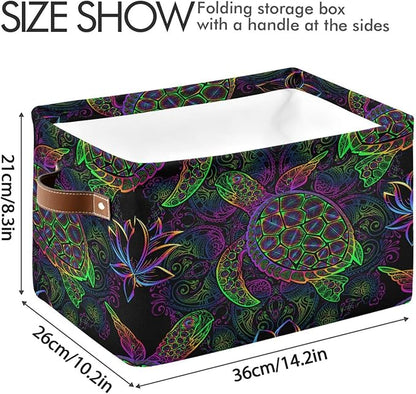 Rectangular Storage Basket Neon Animal Turtle Tortoise Organizer Bin Shelf Baskets For Clothes For Home Office Dorm
