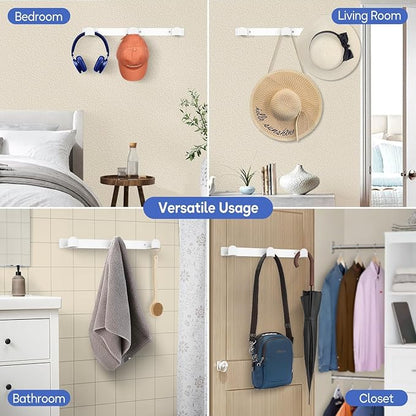 KIMBORA 2 Packs Hat Rack for Wall, Hat Organizer for Baseball Caps, 3 Mounting Options Cap Hook Hanger, Strong Snapback Holder Storage Display for Door, Room, Closet (White)