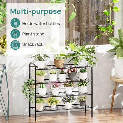 viewcare Shoe Rack for Closet, 4-Tier Long Shoe Rack for Entryway & Garage, Black Shoe Organizer Holds 12-16 Pairs, Sturdy Metal Construction