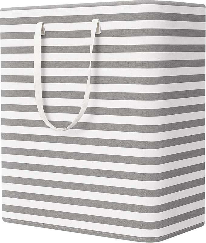 StorageRight Laundry Basket Hamper Large Collapsible Laundry Hamper with Easy Carry Handles，Freestanding Clothes Hampers for Laundry, Bedroom, Dorm, Clothes, Towels, 100L, Grey
