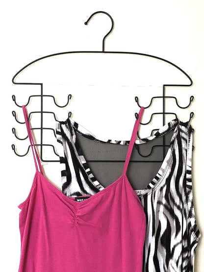 Organizer Hangers for Tank Tops, Bras & Camis by Dr. Organizer – USA Patented Steel 3-Piece Set – Space-Saving Multi-Hanger Holds 24 Garments – Rust-Resistant, Durable Closet & Laundry Organizer